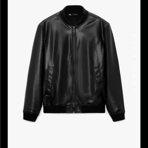 Faux Leather Bomber Jacket